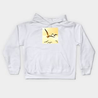 Birds flying in the sky, 2, bird, birds, seagull, seagulls, swan, waterfowl, swan, sky, freedom, summer, spring, nature, Kids Hoodie